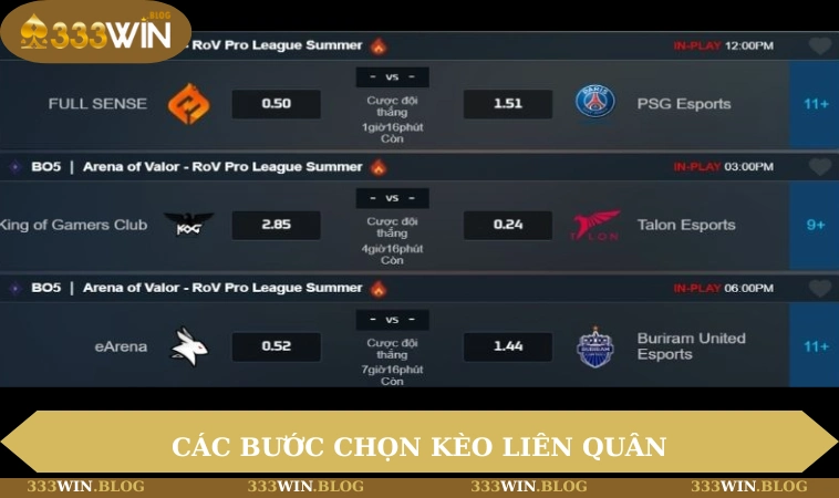 Cá Cược Liên Quân - Hướng Dẫn Cách Đặt Tiền Đâu Thắng Đó 2 Các bước chọn kèo Liên Quân